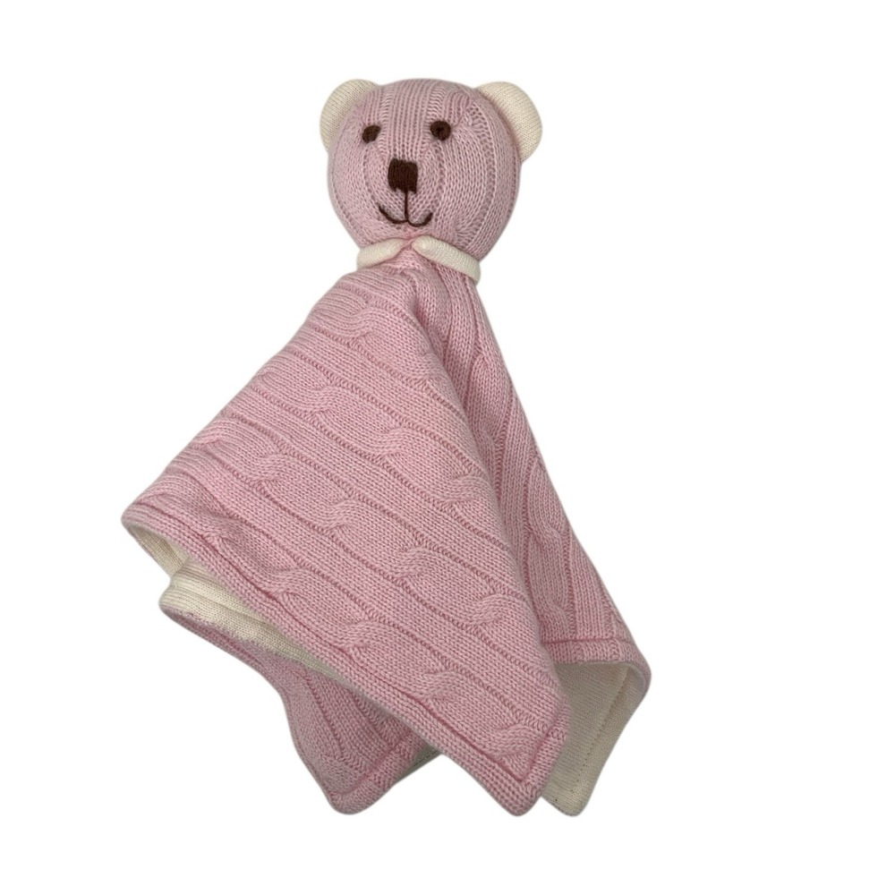 Ralph Lauren Baby Cashmere Pink Bear Lovey Security Blanket Luxury Soft Plush